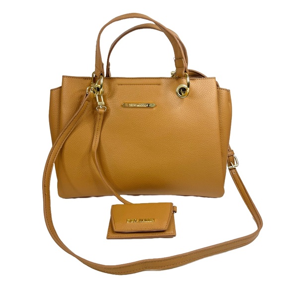 Steve Madden Handbags - Steve Madden Brown Faux Leather Style Bag with Checkered Pattern Interior